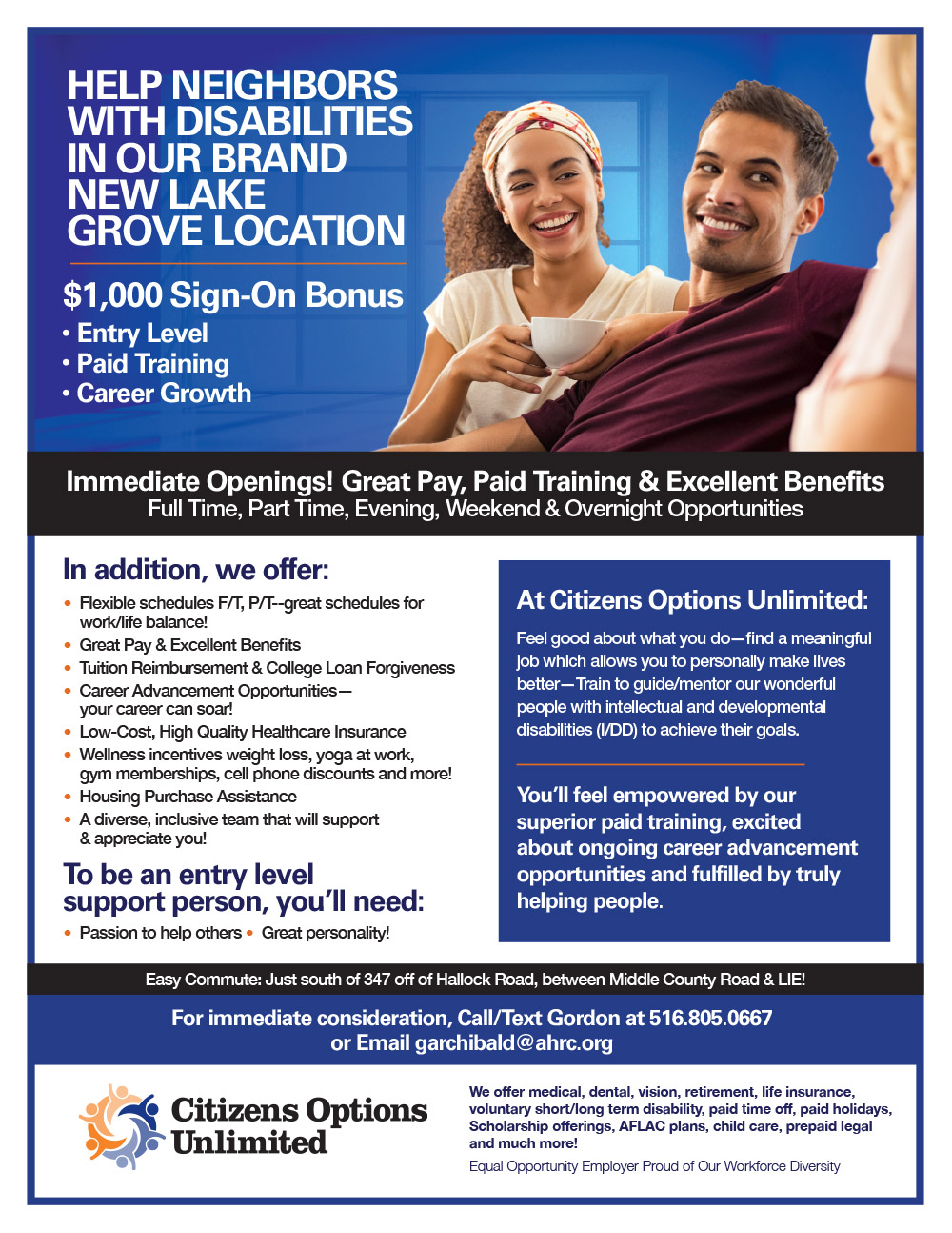 Citizens Options Unlimited Hiring Flyer