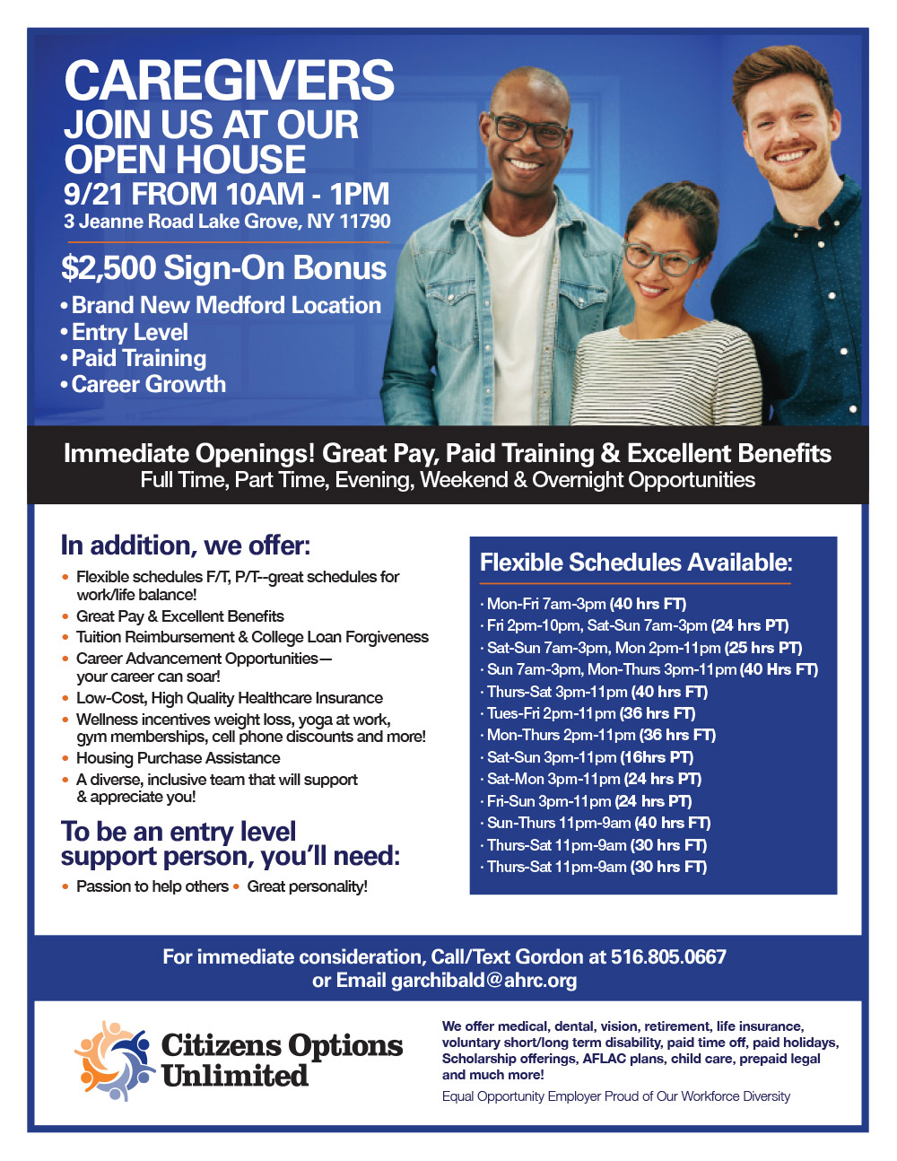 Citizens Options Unlimited Hiring Flyer